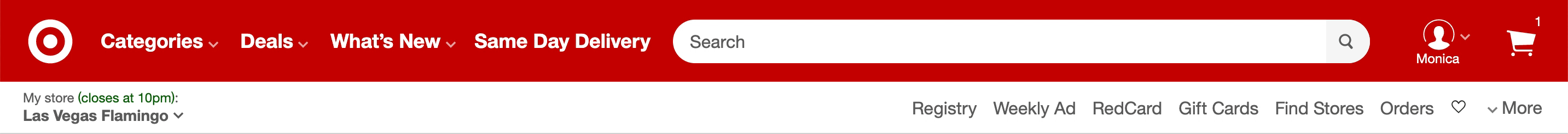 screenshot of target.com navigation